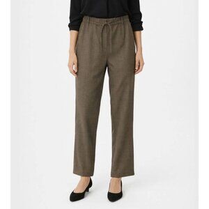 NWT J.Jill Brown Plaid Houndstooth Ankle Pants‎ M Elastic Waist Preppy Academia